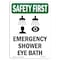 Signmission OSHA, 10" Height, Rigid Plastic, 10" x 7", Portrait, Emergency Shower Eye Bath With, Made in USA OS-SF-P-710-V-11076 - alternate 1